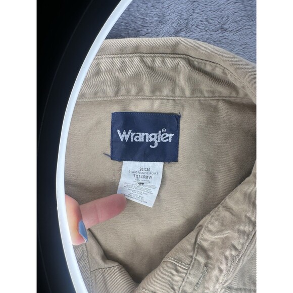 Wrangler Western Pearl Snap Shirt 20x36 Big Khaki Tan Long Sleeve Cowboy Work - Picture 5 of 8